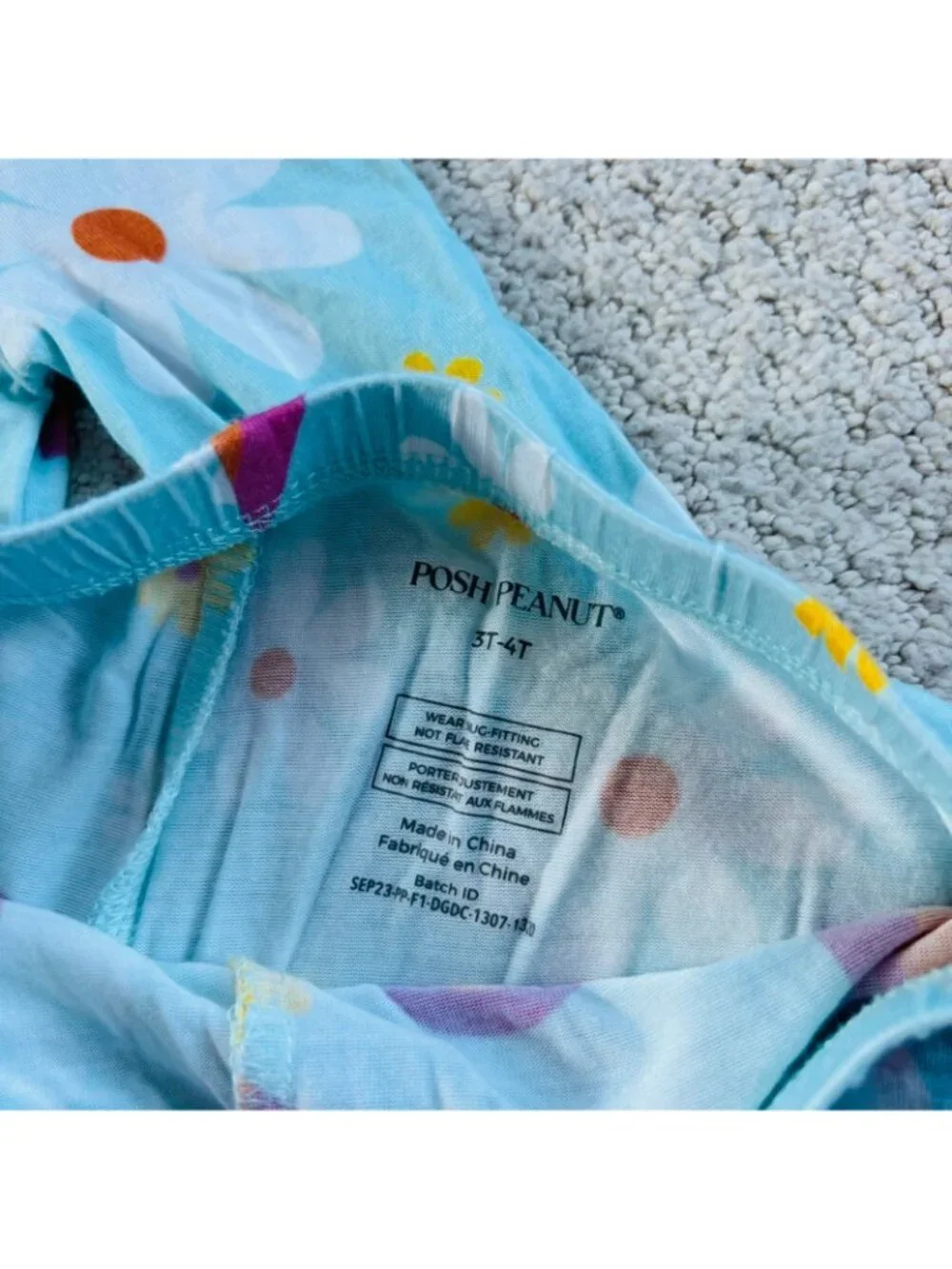 Posh peanut blue rainbow flower bamboo pajamas